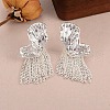 Butterfly Wing Brass Tassel Stud Earrings for Women EJEW-U055-16PS-1