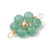 7Pcs 7 Styles Natural Carnelian & Topaz Jade & Amethyst & Rose Quartz & Green Aventurine & Lapis Lazuli & Flower Amazonite & Brass Round Beaded Flower Connector Charms PALLOY-JF03465-5