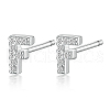 Rhodium Plated 925 Sterling Silver Initial Letter Stud Earrings HI8885-06-1