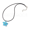 Glass Seed Beaded Star Pendant Necklaces NJEW-MZ00081-02-4