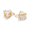 Brass Clear Cubic Zirconia Charms ZIRC-G170-15G-3