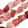 Raw Rough Cherry Quartz Glass Beads Strands G-Z087-B08-2