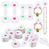 AHADERMAKER 200Pcs 4 Styles Flower Printed Folding Paper Jewelry Display Cards for Bracelets CDIS-GA0001-05-1