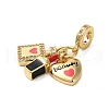 Rack Plating Brass Micro Pave Clear Cubic Zirconia Enamel European Dangle Charms KK-P279-45G-2