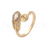 Brass Micro Pave Cubic Zirconia Cuff Ring Setting KK-A244-01G-G-1