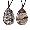 Natural Flower Agate Pendant Necklaces NJEW-S421-021B-1