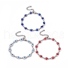 304 Stainless Steel Horse Eye Link Chain Bracelet with Resin Evil Eye Beaded for Women BJEW-F439-01P-1