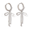 Bowknot Brass Micro Pave Clear Cubic Zirconia Hoop Earrings for Women EJEW-A110-02P-2