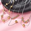 304 Stainless Steel Round Beaded Cable Chain Necklaces NJEW-D319-02A-GP-6