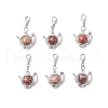 Teapot Alloy Wood Pendant Decorations HJEW-JM03394-2