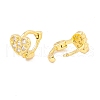 Clear Cubic Zirconia Heart Hinged Hoop Earrings EJEW-I266-07G-2