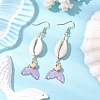 Natural Cowrie Shell Glass Dangle Earrings EJEW-JE06385-05-1