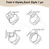 WADORN 4Pcs 4 Style Adjustable Brass Pad Ring Settings KK-WR0001-15-2