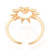 Brass Micro Pave Clear Cubic Zirconia Cuff Ring Settings KK-T076-16G-3