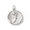 Brass Pave Natural White Shell Pendants KK-S522-13P-1