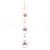 Wire Wrapped Nuggets Natural Quartz & Ring Hanging Ornaments HJEW-JM023401-1