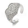 Heart Brass Micro Pave Cubic Zirconia Cuff Rings for Women RJEW-A069-11P-01-4