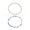 2Pcs 2 Colors Electroplate Faceted Rondelle Glass Beaded Stretch Bracelet Sets BJEW-JB10798-1