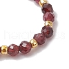 Natural Garnet Beaded Stretch Rings for Women RJEW-JR00868-01-4