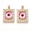 Brass Micro Pave Clear Cubic Zirconia Pendants for Women KK-T070-91A-01-1