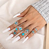 20Pcs Bohemian Style Alloy with Resin Cuff Rings FS-WG5AD72-01-2