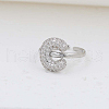 Brass Micro Pave Clear Cubic Zirconia Cuff Rings FS-WG17FF6-03-1