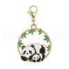 Round Ring with Panda Alloy Enamel Pendant Decorations HJEW-JM01042-3