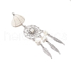 4Pcs 4 Styles Natural Shell & Synthetic Turquoise & Alloy Woven Web/Net with Feather Big Pendants PALLOY-JF03444-4