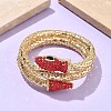 Snake Alloy Rhinestone Bangles for Women BJEW-G085-01G-01-1