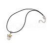 Angel Glass Sead Beaded Pendant Necklaces NJEW-MZ00094-01-4