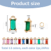 24Pcs 12 Colors Brass Cubic Zirconia Charms FIND-HS0001-13-2