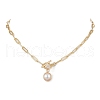 Mother's Day Jewellery Round Natural Freshwater Pearl Copper Wire Wrapped Pendant Necklaces NJEW-JN04948-1