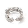 304 Stainless Steel Crown Open Cuff Ring for Women RJEW-E066-11P-3