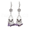 304 Stainless Steel Flower & Teardrop Chandelier Earrings EJEW-JE05624-4