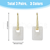 FIBLOOM 3 Pairs 3 Colors Rectangle Resin Hoop Earrings for Women EJEW-FI0002-64-2