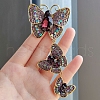 Rhinestone Triple Butterfly Brooch Pins PW-WG311BA-03-1
