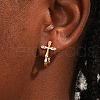 Elegant Brass Clear Cubic Zirconia Cross Hoop Earrings AK0383-1