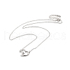Rhodium Plated 925 Sterling Silver Rabbit with Heart Pendant Necklace with Clear Cubic Zirconia for Women NJEW-E034-02P-1