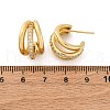 Triple C-Shaped Brass Micro Pave Clear Cubic Zirconia Stud Earrings EJEW-R025-11G-5