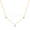 925 Sterling Silver Pave Synthetic Turquoise Moon Pendant Cable Chain Necklaces AL5793-6-2