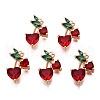 Brass Dark Red & Green Cubic Zirconia Pendants X-ZIRC-Q021-018G-NF-3