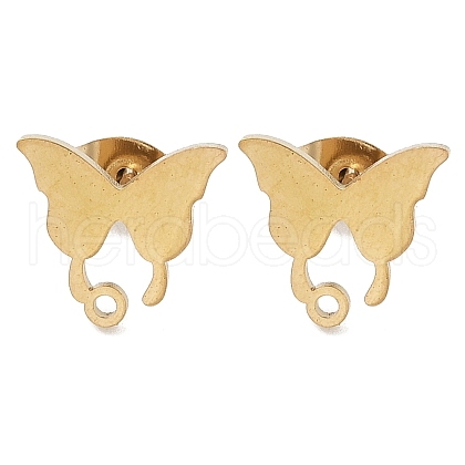 Butterfly Ion Plating(IP) 304 Stainless Steel Stud Earring Findings STAS-I206-118G-1
