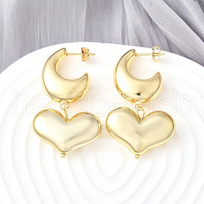 Brass Dangle Stud Earrings EJEW-V011-01G-1