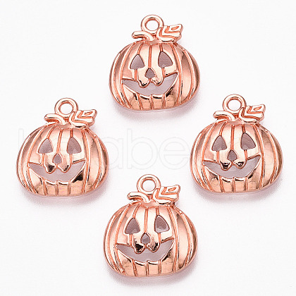 Tibetan Style Halloween Pumpkin Jack-O'-Lantern Alloy Pendants TIBEP-Q050-07RG-1