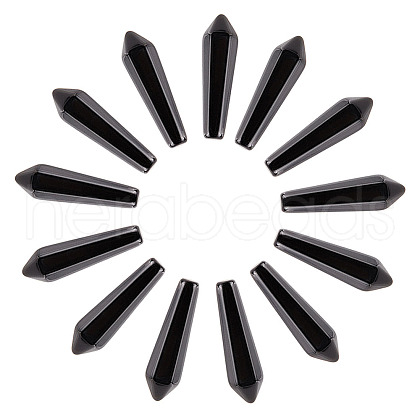 ARRICRAFT 16Pcs Natural Obsidian Pointed Beads G-AR0004-88-1