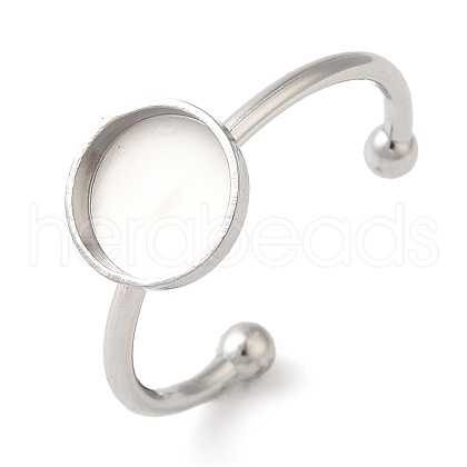 Non-Tarnish 304 Stainless Steel Open Cuff Ring Components X-STAS-I306-05B-P-1