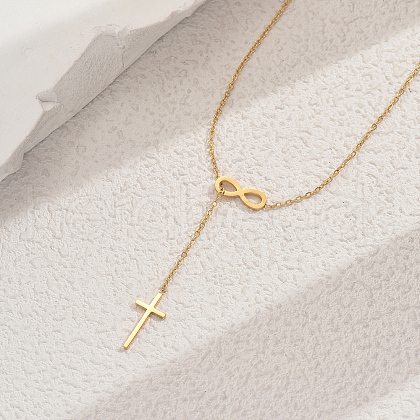 Stylish Stainless Steel Infinity Cross Pendant Necklaces for Women's Daily Wear and Parties YZ7954-1