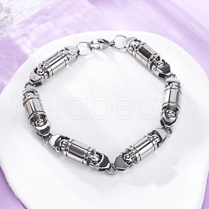 201 Stainless Steel Column Link Chain Bracelets BJEW-B078-150P-1