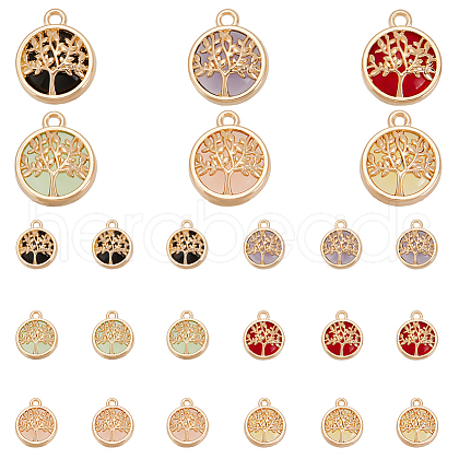   24Pcs 6 Colors Glass Connector Charms GLAA-PH0002-56LG-1