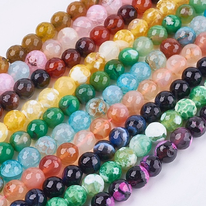Natural Agate Round Beads Strand G-L084-10mm-M-1